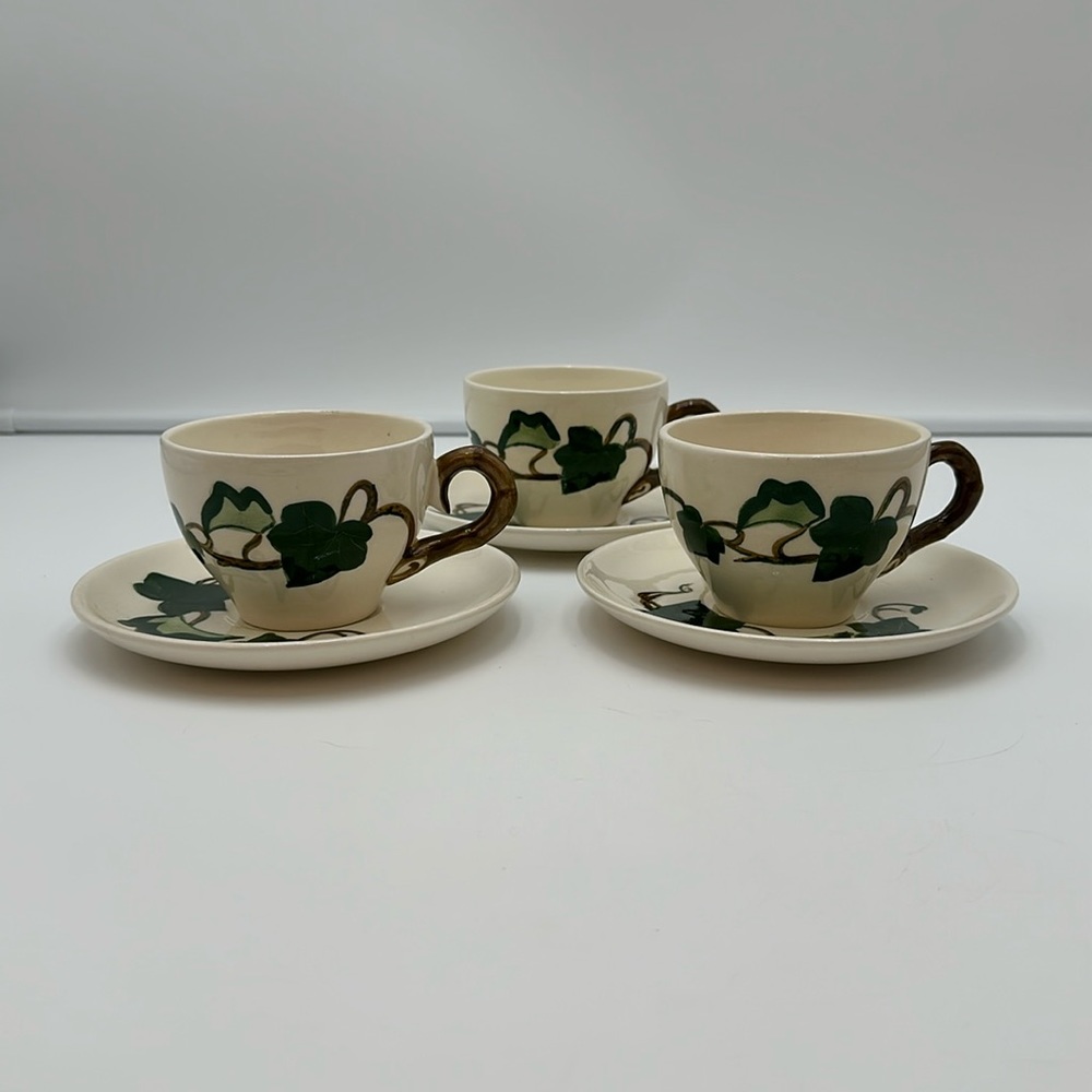 POPPYTRAIL BY METLOX CALIFORNIA IVY CUPS & SAUCERS SET OF THREE